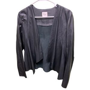 ALYSI Creme 100% Leather Black Blazer Jacket Size 4